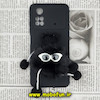 قاب گوشی Poco M4 Pro 4G شیائومی طرح سیلیکونی ژله ای سه بعدی برجسته عروسکی محافظ لنز دار پام پام پشمالو عینکی مشکی کد 221