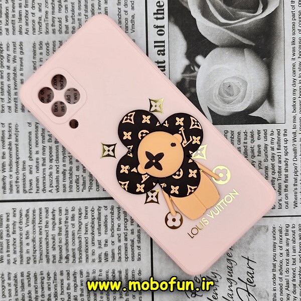 قاب گوشی Galaxy A22 4G - Galaxy M32 4G سامسونگ طرح سیلیکونی ژله ای سه بعدی برجسته عروسکی لویی ویتون محافظ لنز دار صورتی کد 590