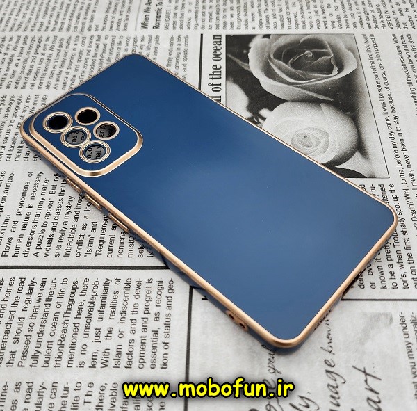 قاب گوشی Galaxy A53 5G سامسونگ طرح ژله ای مای کیس گلد لاین دور طلایی محافظ لنز دار مات سرمه ای کد 431