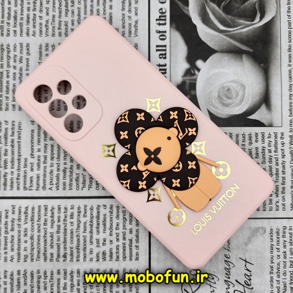 قاب گوشی Galaxy A53 5G سامسونگ طرح سیلیکونی ژله ای سه بعدی برجسته عروسکی لویی ویتون محافظ لنز دار گلبهی کد 433