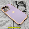 قاب گوشی iPhone 14 Pro آیفون طرح ژله ای مای کیس گلد لاین دور طلایی محافظ لنز دار یاسی کد 91