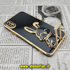 قاب گوشی iPhone X - iPhone XS آیفون طرح ژله ای خرگوشی استندشو مای کیس گلد لاین دور طلایی محافظ لنز دار مشکی کد 406