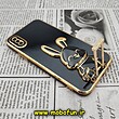 قاب گوشی iPhone X - iPhone XS آیفون طرح ژله ای خرگوشی استندشو مای کیس گلد لاین دور طلایی محافظ لنز دار مشکی کد 406