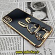 قاب گوشی iPhone X - iPhone XS آیفون طرح ژله ای خرگوشی استندشو مای کیس گلد لاین دور طلایی محافظ لنز دار مشکی کد 406