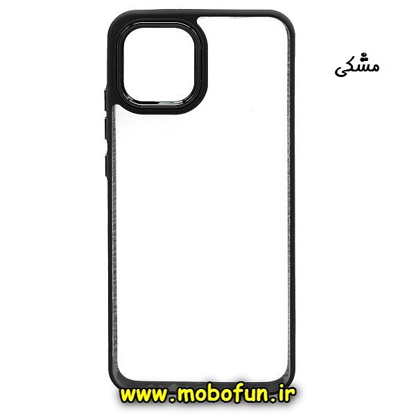 قاب گوشی Galaxy A03 2022 سامسونگ اورجینال متال کیس Metal طرح پشت طلق شفاف دور سیلیکونی مشکی کد 73