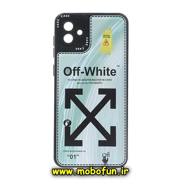 قاب گوشی Galaxy A04 - Galaxy M13 5G سامسونگ فانتزی سیلیکون ژله ای CASE CASE طرح OFF-WHITE محافظ لنزدار مشکی کد 27