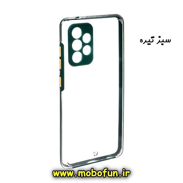 قاب گوشی Galaxy A32 4G سامسونگ FASHION طرح پشت شیشه ای درجه یک شفاف ایربگ دار محافظ لنز دار سبز تیره کد 659
