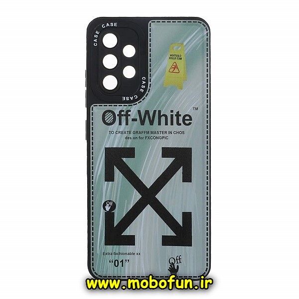 قاب گوشی Galaxy A32 4G سامسونگ فانتزی سیلیکون ژله ای CASE CASE طرح OFF-WHITE محافظ لنزدار مشکی کد 666