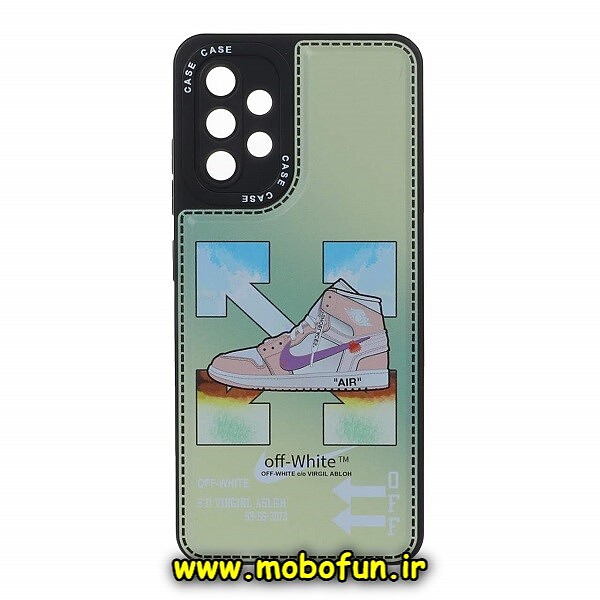 قاب گوشی Galaxy A32 4G سامسونگ فانتزی سیلیکون ژله ای CASE CASE طرح OFF-WHITE محافظ لنزدار مشکی کد 667