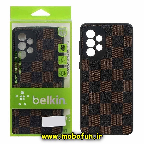 قاب گوشی Galaxy A33 5G سامسونگ طرح چرمی Belkin شطرنجی محافظ لنز دار کد 337