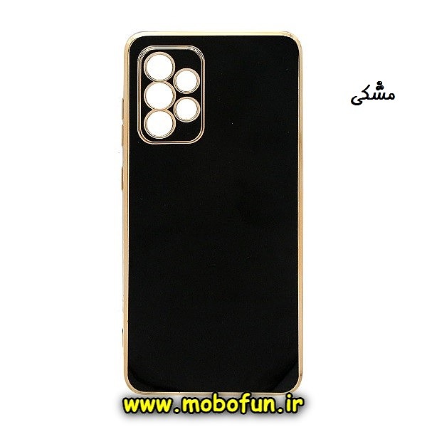 قاب گوشی Galaxy A33 5G سامسونگ طرح ژله ای مای کیس گلد لاین دور طلایی محافظ لنز دار مشکی کد 350