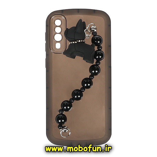 قاب گوشی Galaxy A30S - Galaxy A50S - Galaxy A50 سامسونگ طرح ژله ای شفاف بالشتی عروسکی سگ بولداگ محافظ لنز دار دستبندی مشکی کد 855