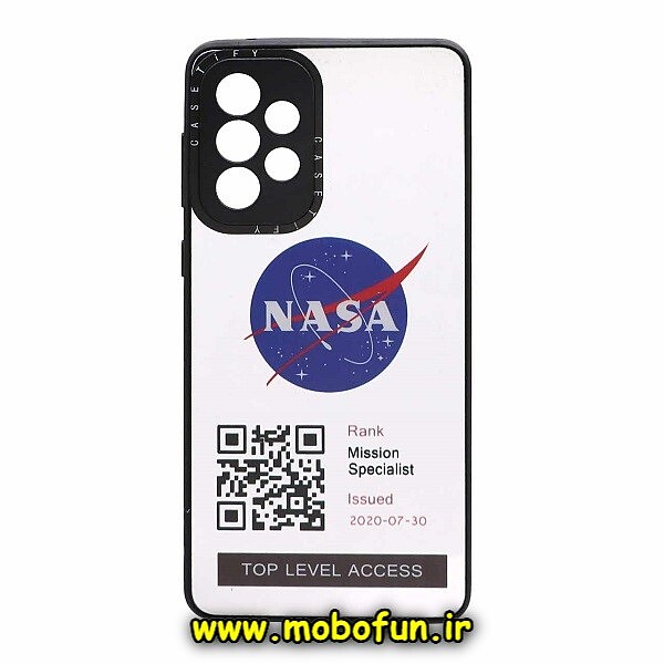 قاب گوشی Galaxy A53 5G سامسونگ پشت گلس آینه ای CASETIFY طرح ناسا NASA محافظ لنزدار مشکی کد 457