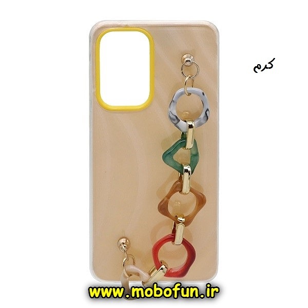 قاب گوشی Galaxy A53 5G سامسونگ طرح ژله ای طرح دار دستبندی سنگی کرم کد 463