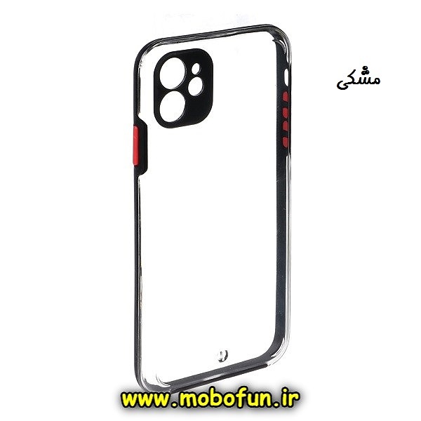 قاب گوشی iPhone 11 آیفون FASHION طرح پشت شیشه ای درجه یک شفاف ایربگ دار محافظ لنز دار مشکی کد 429