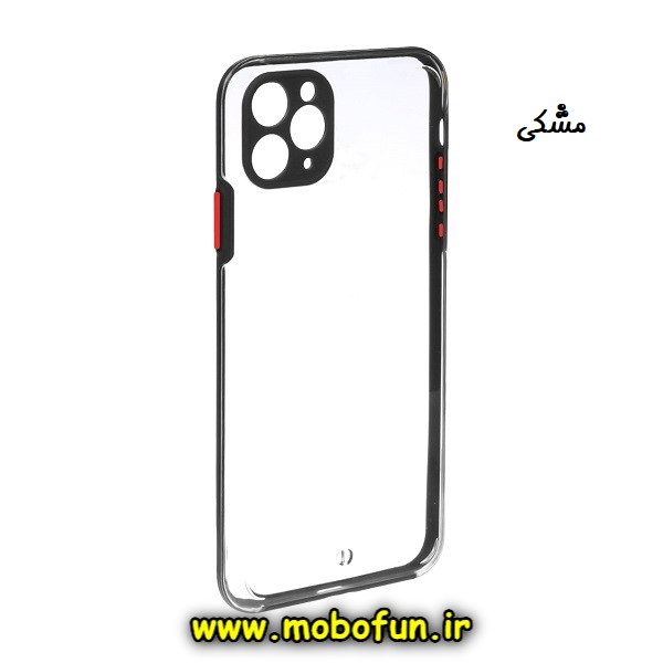 قاب گوشی iPhone 11 Pro Max آیفون FASHION طرح پشت شیشه ای درجه یک شفاف ایربگ دار محافظ لنز دار مشکی کد 463