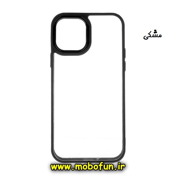 قاب گوشی iPhone 11 Pro Max آیفون اورجینال متال کیس Metal طرح پشت طلق شفاف دور سیلیکونی مشکی کد 465