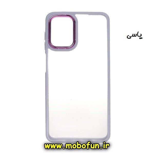 قاب گوشی Galaxy M53 5G سامسونگ اورجینال متال کیس Metal طرح پشت طلق شفاف دور سیلیکونی یاسی کد 12