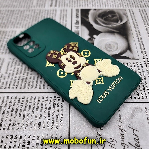 قاب گوشی Redmi Note 11 4G - Redmi Note 11S شیائومی طرح سیلیکونی ژله ای سه بعدی برجسته عروسکی میکی موس Mickey Mouse محافظ لنز دار سبز کد 527