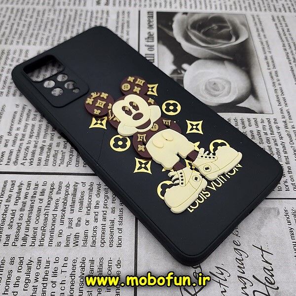 قاب گوشی Redmi Note 11 Pro 4G Global - Redmi Note 11 Pro 5G Global شیائومی طرح سیلیکونی ژله ای سه بعدی برجسته عروسکی میکی موس Mickey Mouse محافظ لنز دار مشکی کد 383