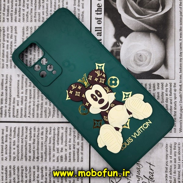 قاب گوشی Redmi Note 11 Pro 4G Global - Redmi Note 11 Pro 5G Global شیائومی طرح سیلیکونی ژله ای سه بعدی برجسته عروسکی میکی موس Mickey Mouse محافظ لنز دار سبز کد 384