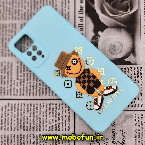 قاب گوشی Redmi Note 11 Pro 4G Global - Redmi Note 11 Pro 5G Global شیائومی طرح سیلیکونی ژله ای سه بعدی برجسته عروسکی لویی ویتون LV محافظ لنز دار سبزآبی کد 385