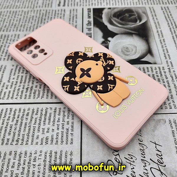 قاب گوشی Redmi Note 11 Pro 4G Global - Redmi Note 11 Pro 5G Global شیائومی طرح سیلیکونی ژله ای سه بعدی برجسته عروسکی لویی ویتون LV محافظ لنز دار گلبهی کد 386