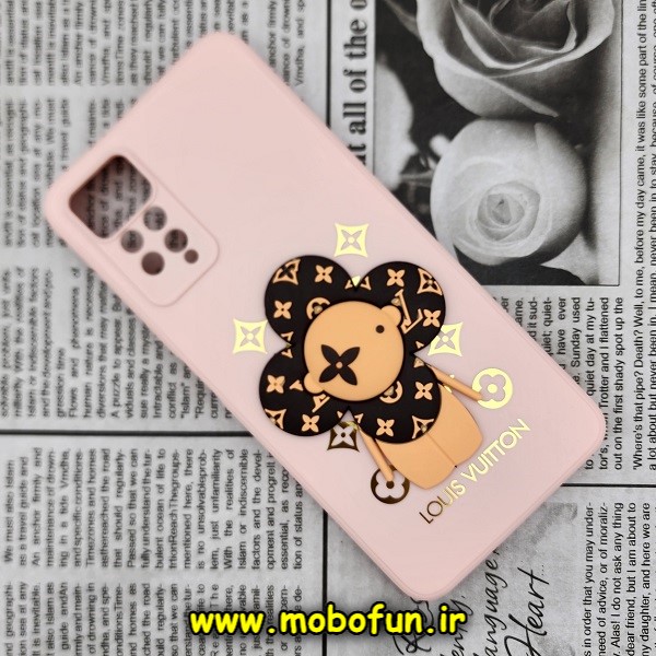 قاب گوشی Redmi Note 11 Pro 4G Global - Redmi Note 11 Pro 5G Global شیائومی طرح سیلیکونی ژله ای سه بعدی برجسته عروسکی لویی ویتون LV محافظ لنز دار گلبهی کد 386