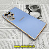 قاب گوشی Galaxy S22 Ultra سامسونگ طرح ژله ای مای کیس گلد لاین دور طلایی محافظ لنز دار آبی فیلی کد 192