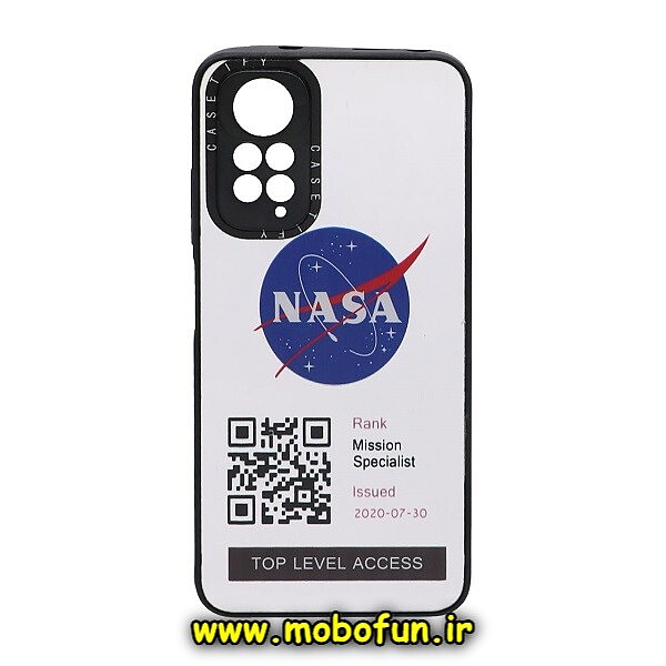قاب گوشی Redmi Note 11 4G - Redmi Note 11S شیائومی پشت گلس آینه ای CASETIFY طرح ناسا NASA محافظ لنزدار مشکی کد 537
