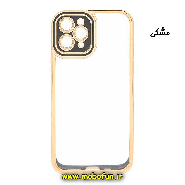 قاب گوشی iPhone 11 Pro آیفون طرح الکتروپلیتینگ شیشه ای طلقی شفاف اورجینال محافظ لنز دار مشکی کد 310