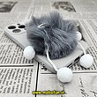 قاب گوشی iPhone 13 Pro آیفون طرح سیلیکونی ژله ای سه بعدی برجسته عروسکی محافظ لنز دار پام پام پشمالو عینکی خاکستری کد 325