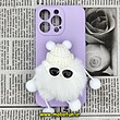قاب گوشی iPhone 13 Pro آیفون طرح سیلیکونی ژله ای سه بعدی برجسته عروسکی محافظ لنز دار پام پام پشمالو عینکی یاسی کد 329