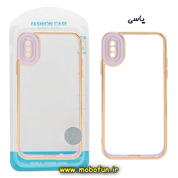 قاب گوشی iPhone X - iPhone XS آیفون طرح الکتروپلیتینگ شیشه ای طلقی شفاف اورجینال محافظ لنز دار یاسی کد 413