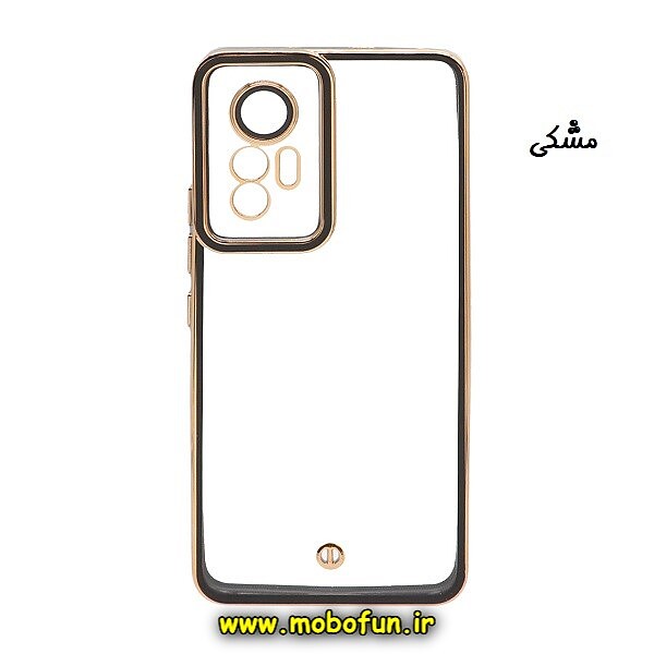 قاب گوشی Xiaomi 12 Lite شیائومی طرح الکتروپلیتینگ ژله ای شفاف اورجینال محافظ لنز دار شیشه ای مشکی کد 27