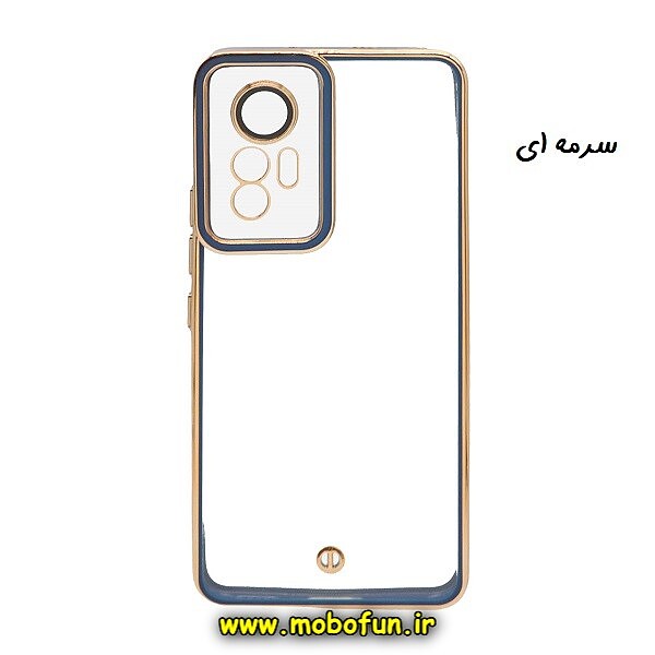 قاب گوشی Xiaomi 12 Lite شیائومی طرح الکتروپلیتینگ ژله ای شفاف اورجینال محافظ لنز دار شیشه ای سرمه ای کد 28