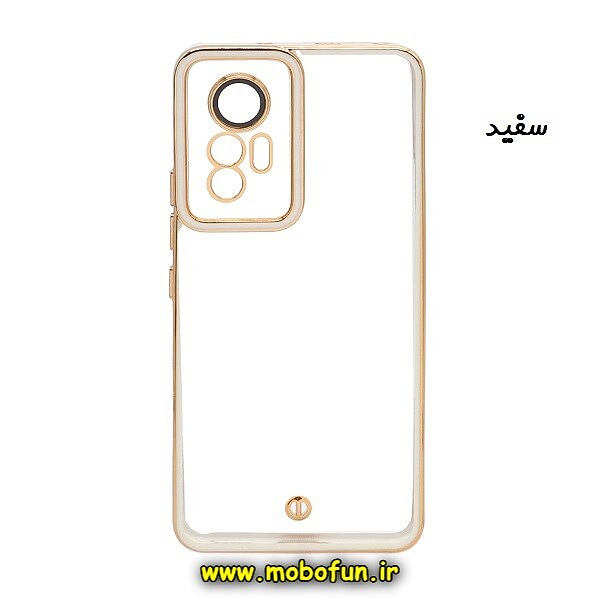 قاب گوشی Xiaomi 12 Lite شیائومی طرح الکتروپلیتینگ ژله ای شفاف اورجینال محافظ لنز دار شیشه ای سفید کد 29