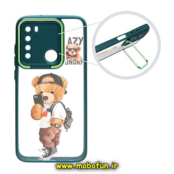 قاب گوشی Xiaomi Redmi Note 8 - Redmi Note 8 2021 شیائومی متال کیس Metal طرح دار فانتزی تدی TEDi پشت طلق شفاف شیشه ای محافظ لنزدار استنددار سبز تیره کد 705