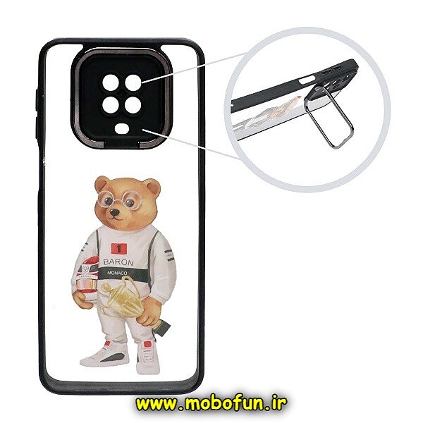 قاب گوشی Redmi Note 9S - Redmi Note 9 Pro شیائومی متال کیس Metal طرح دار فانتزی تدی TEDi پشت طلق شفاف شیشه ای محافظ لنزدار استنددار مشکی کد 763