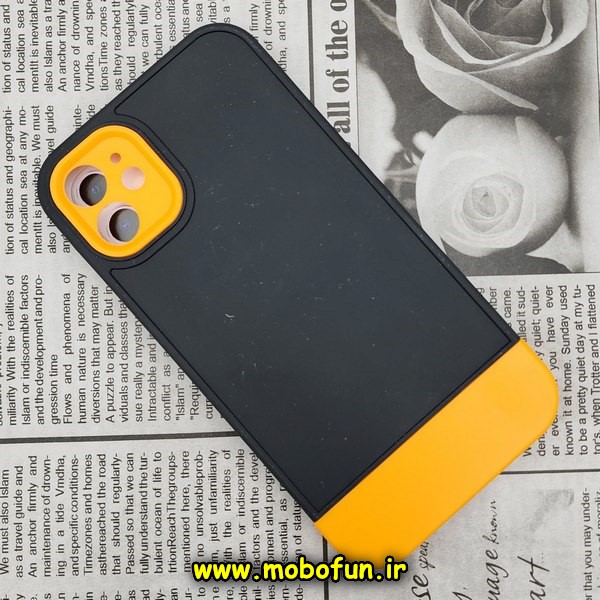 قاب گوشی iPhone 11 آیفون طرح سیلیکونی دو رنگ اورجینال Q-SERIES مشکی نارنجی کد 440