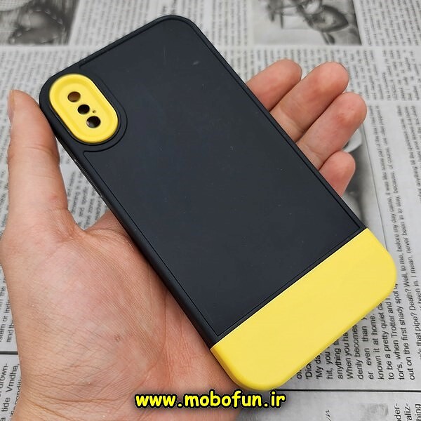 قاب گوشی iPhone X - iPhone XS آیفون طرح سیلیکونی دو رنگ اورجینال Q-SERIES مشکی زرد کد 415
