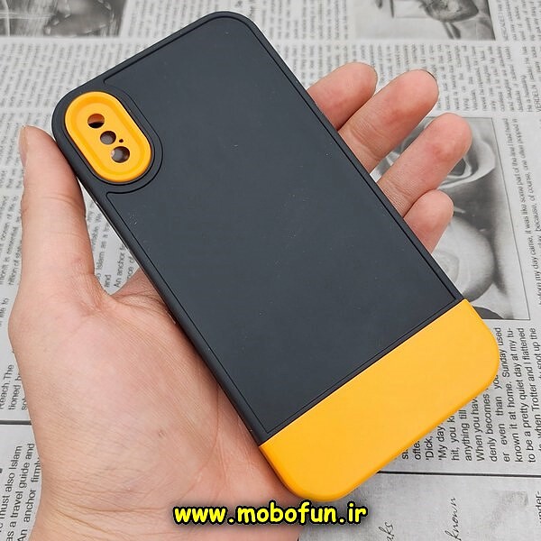 قاب گوشی iPhone X - iPhone XS آیفون طرح سیلیکونی دو رنگ اورجینال Q-SERIES مشکی نارنجی کد 416