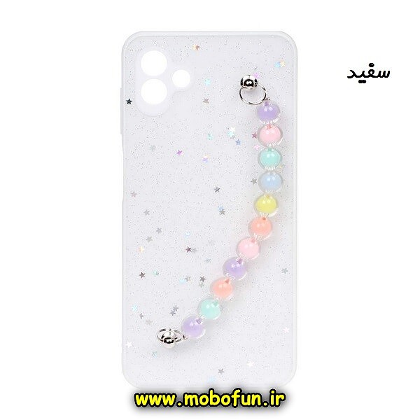 قاب گوشی Galaxy A04 - Galaxy M13 5G سامسونگ طرح رزینی ماربل مرواریدی دستبندی رنگی محافظ لنزدار سفید کد 70