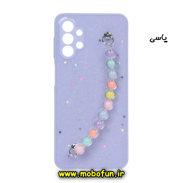 قاب گوشی Galaxy A13 4G سامسونگ طرح رزینی ماربل مرواریدی دستبندی رنگی محافظ لنزدار یاسی کد 510