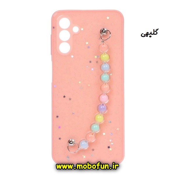 قاب گوشی Galaxy A14 4G - Galaxy A14 5G سامسونگ طرح رزینی ماربل مرواریدی دستبندی رنگی محافظ لنزدار گلبهی کد 17
