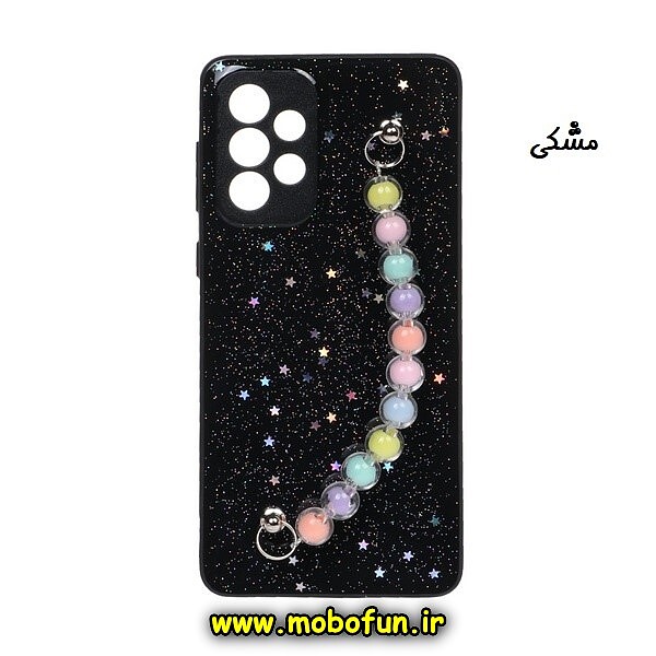 قاب گوشی Galaxy A32 4G سامسونگ طرح رزینی ماربل مرواریدی دستبندی رنگی محافظ لنزدار مشکی کد 703