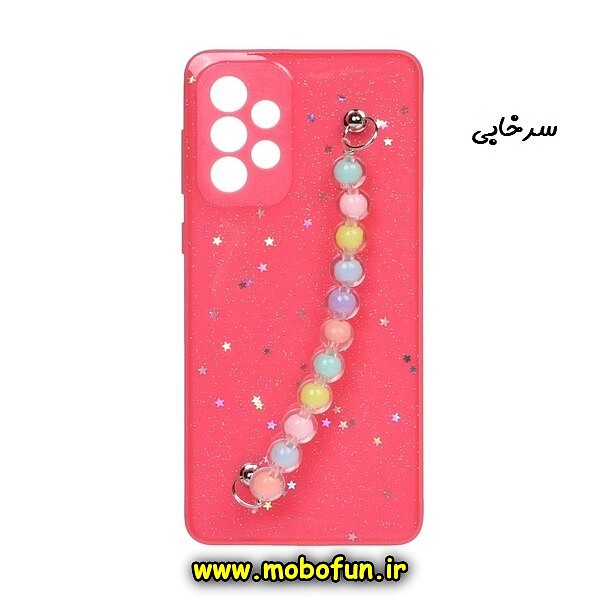 قاب گوشی Galaxy A32 4G سامسونگ طرح رزینی ماربل مرواریدی دستبندی رنگی محافظ لنزدار سرخابی کد 705