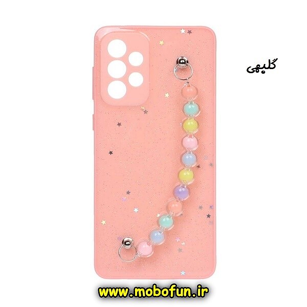 قاب گوشی Galaxy A32 4G سامسونگ طرح رزینی ماربل مرواریدی دستبندی رنگی محافظ لنزدار گلبهی کد 707