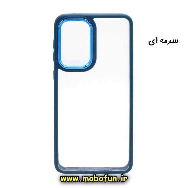 قاب گوشی Galaxy A34 5G سامسونگ اورجینال متال کیس Metal طرح پشت طلق شفاف دور سیلیکونی سرمه ای کد 3