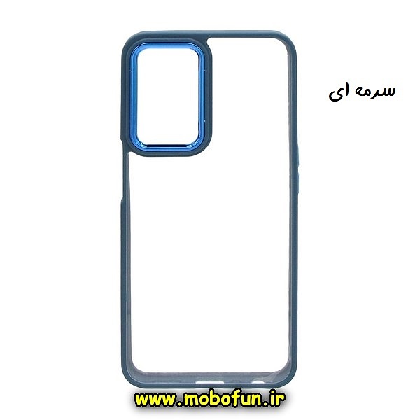 قاب گوشی Galaxy A54 5G سامسونگ اورجینال متال کیس Metal طرح پشت طلق شفاف دور سیلیکونی سرمه ای کد 20